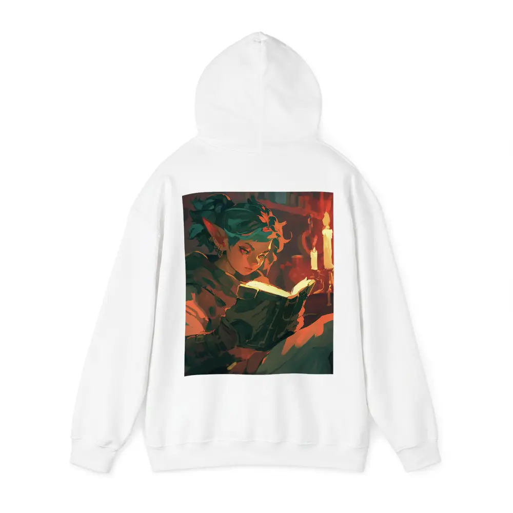 Fantasy Elf Reading Glowing Book by Candlelight – Hoodies