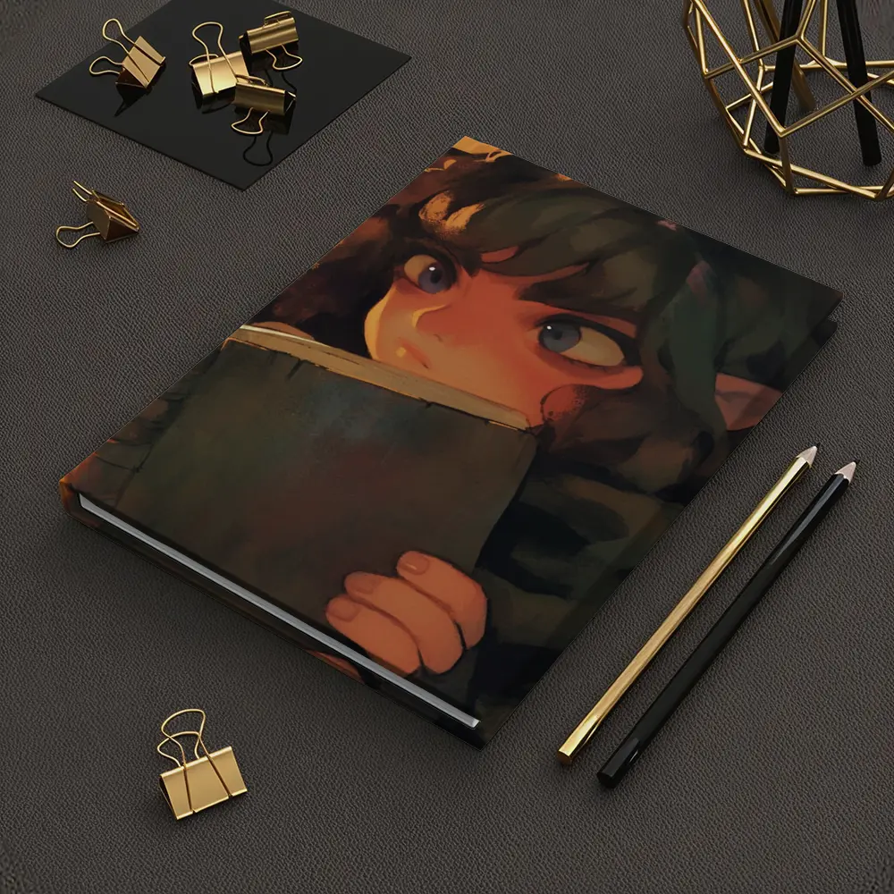 Elf Child Reading Book Dark Fantasy Art – Notebooks