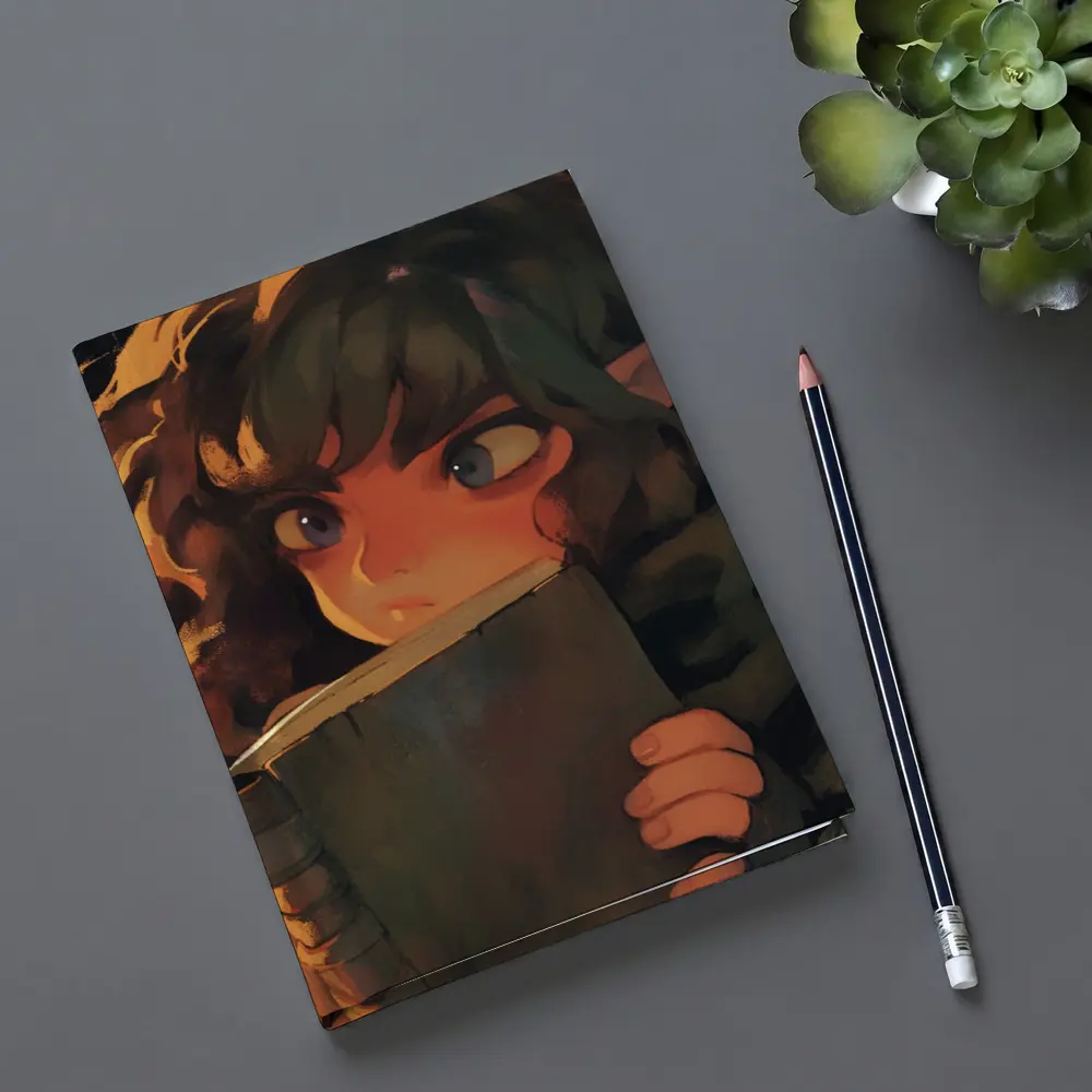 Elf Child Reading Book Dark Fantasy Art – Notebooks