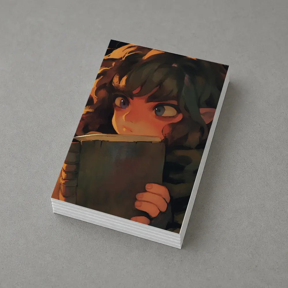 Elf Child Reading Book Dark Fantasy Art – Postcards