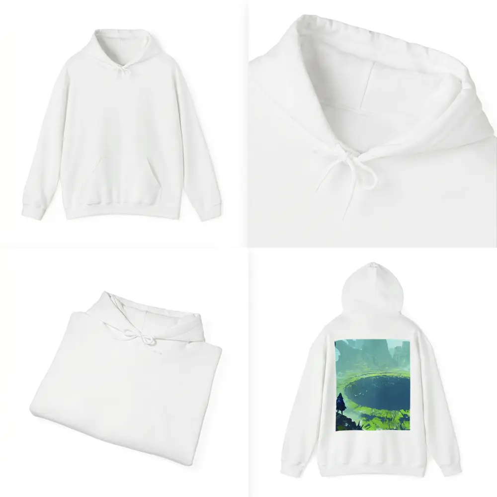 Fantasy Warriors Overlooking Ancient Crater Ruins – Hoodies