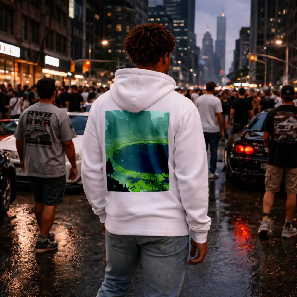 Fantasy Warriors Overlooking Ancient Crater Ruins – Hoodies