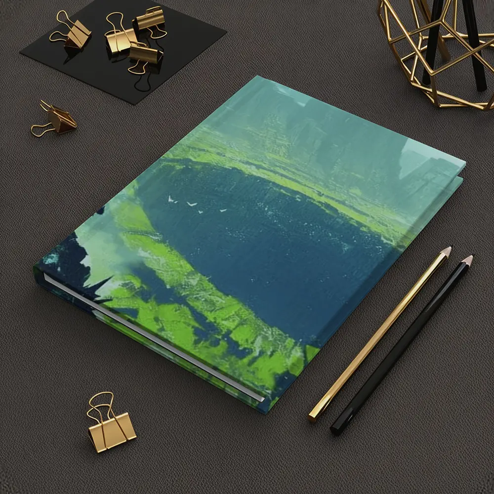 Fantasy Warriors Overlooking Ancient Crater Ruins – Notebooks