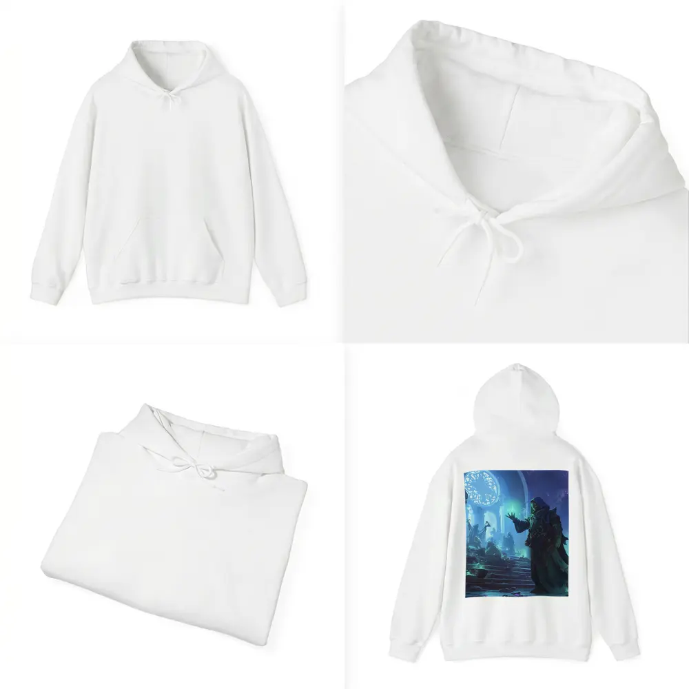 Dark Sorcerer Casting Magic In Ancient Hall – Hoodies