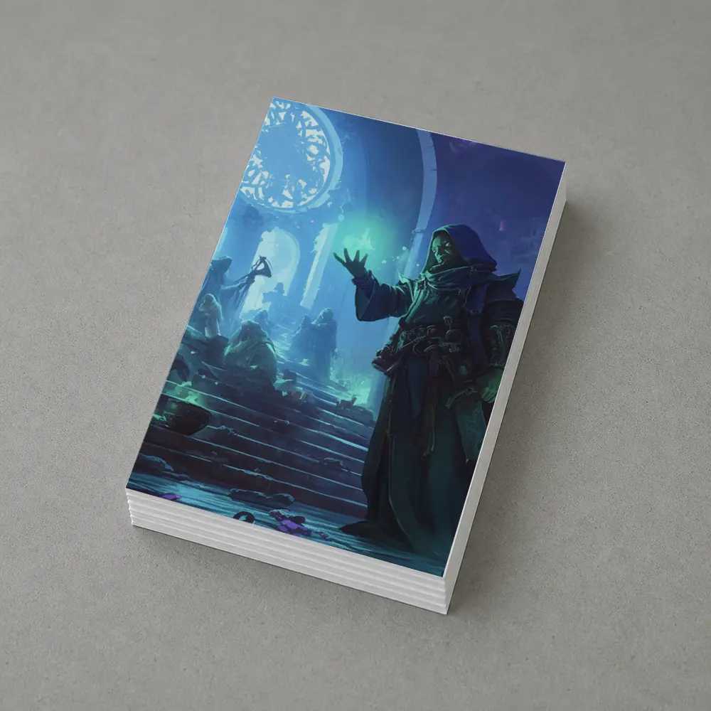 Dark Sorcerer Casting Magic In Ancient Hall – Postcards