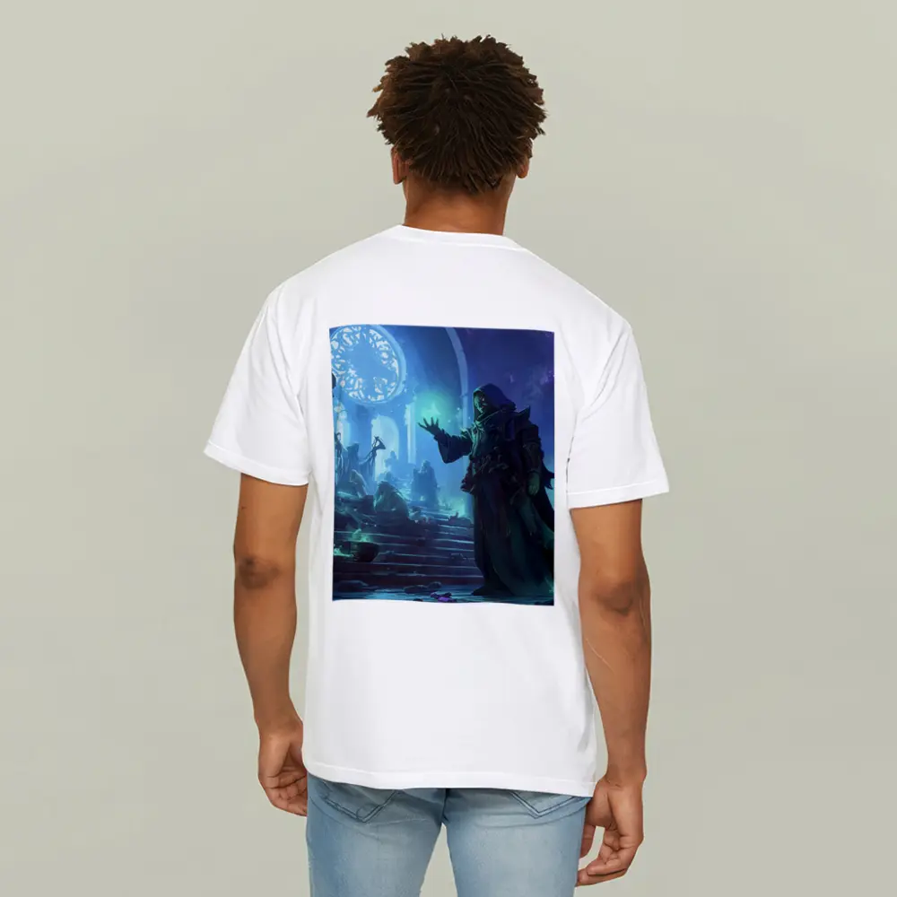 Dark Sorcerer Casting Magic In Ancient Hall – T-Shirts