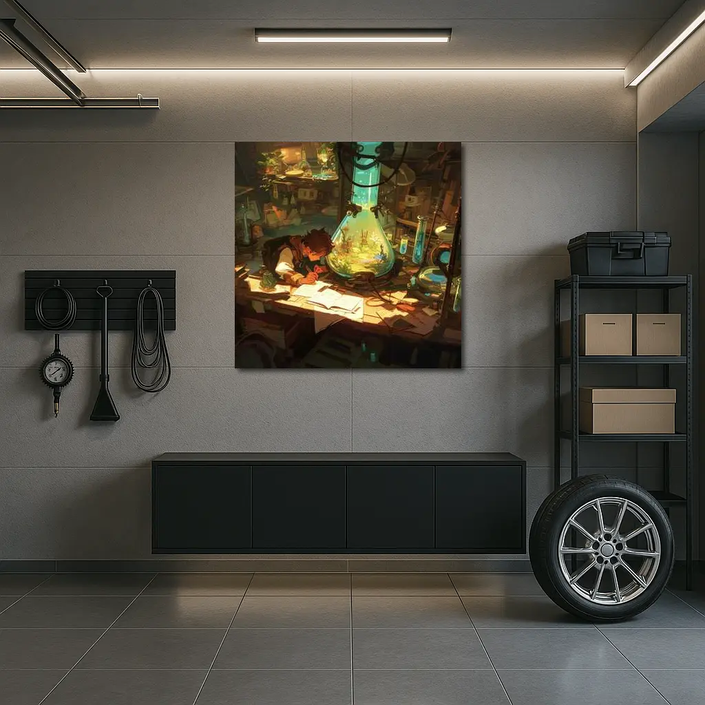 Anime Boy Writing In Fantasy Alchemist Lab – Wall Art