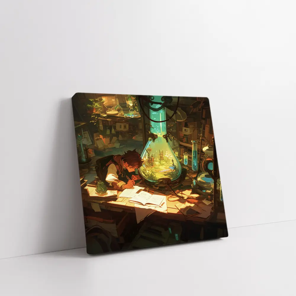 Anime Boy Writing In Fantasy Alchemist Lab – Wall Art