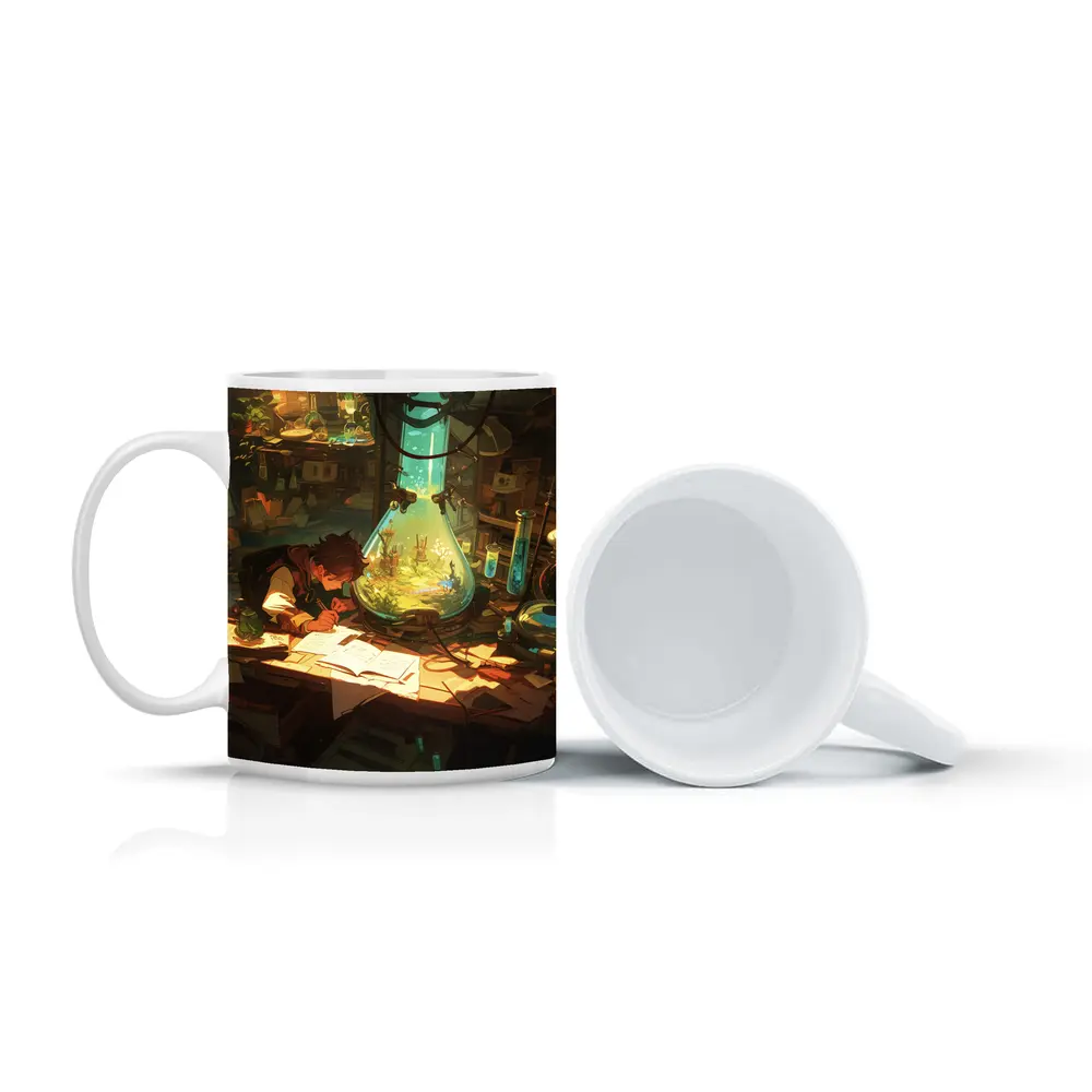 Anime Boy Writing In Fantasy Alchemist Lab – Mugs