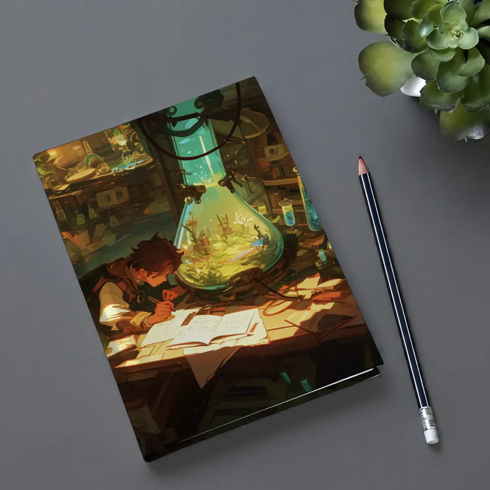 Anime Boy Writing In Fantasy Alchemist Lab – Notebooks