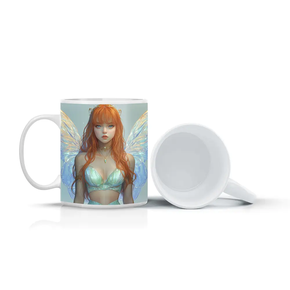 Red Hair Fairy Girl Blue Wings Fantasy – Mugs