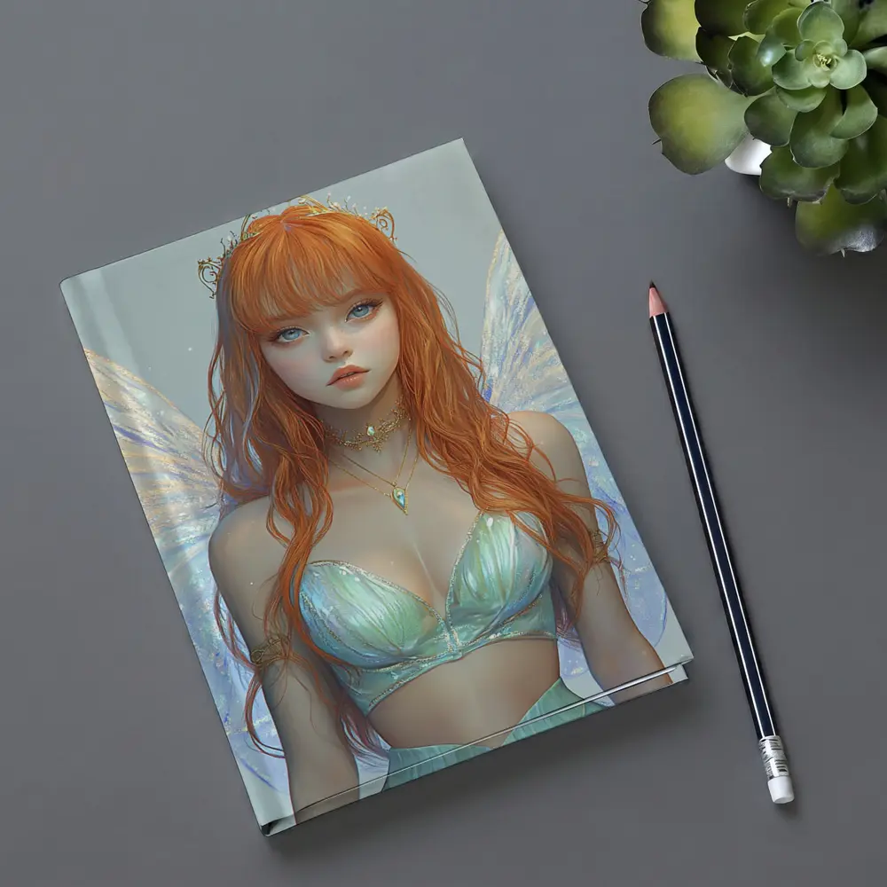 Red Hair Fairy Girl Blue Wings Fantasy – Notebooks