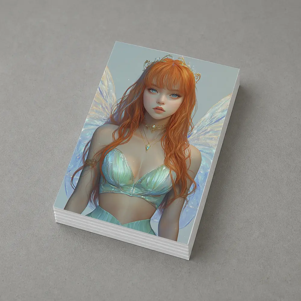 Red Hair Fairy Girl Blue Wings Fantasy – Postcards