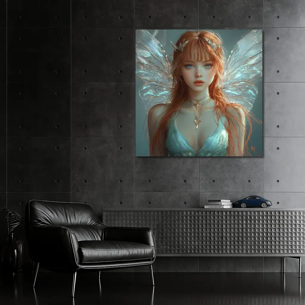 Red Hair Fairy Wings Fantasy Art Portrait – Wall Art