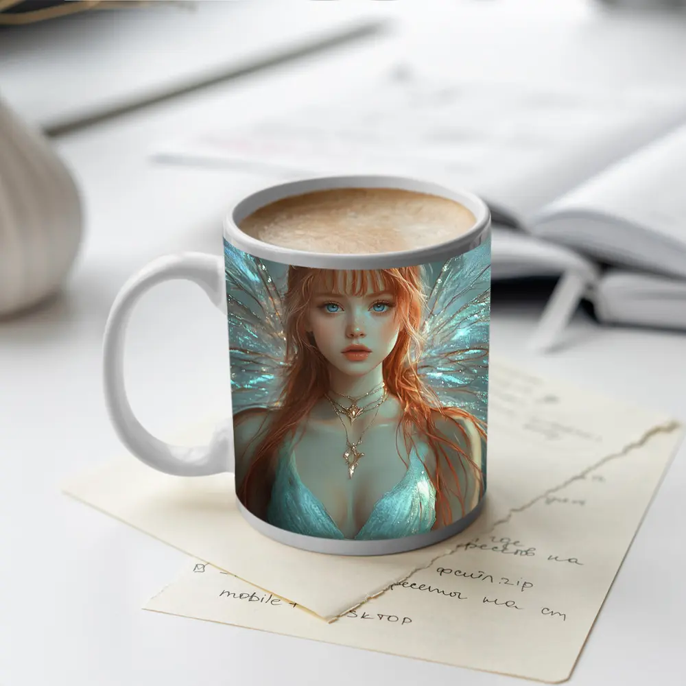 Red Hair Fairy Wings Fantasy Art Portrait – Mugs