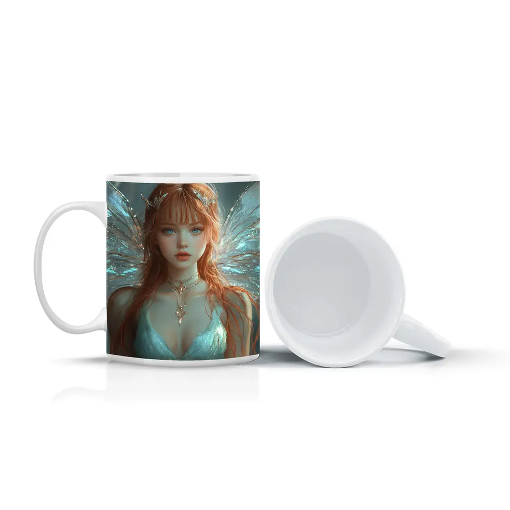 Red Hair Fairy Wings Fantasy Art Portrait – Mugs