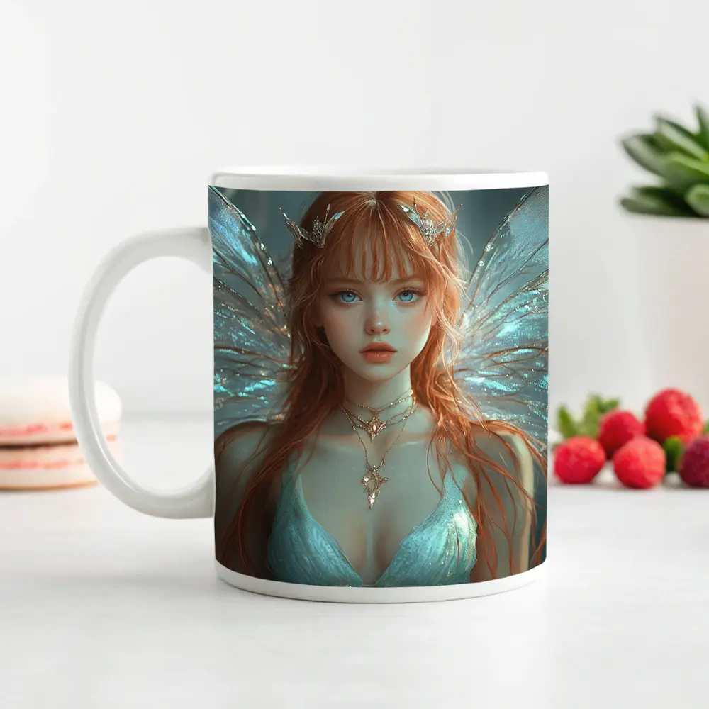 Red Hair Fairy Wings Fantasy Art Portrait – Mugs
