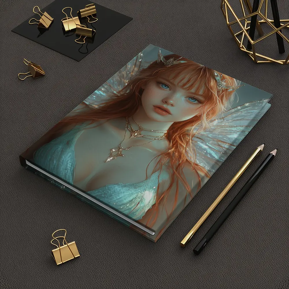 Red Hair Fairy Wings Fantasy Art Portrait – Notebooks