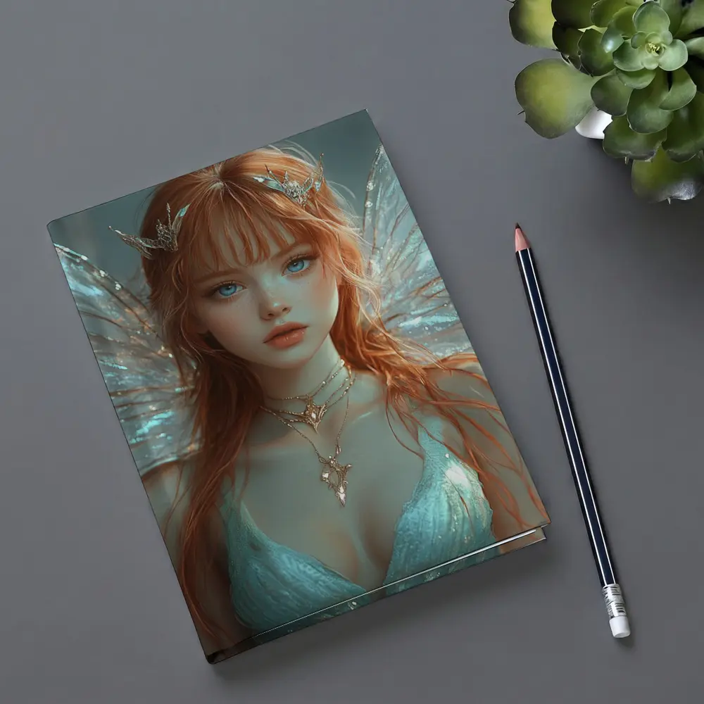 Red Hair Fairy Wings Fantasy Art Portrait – Notebooks