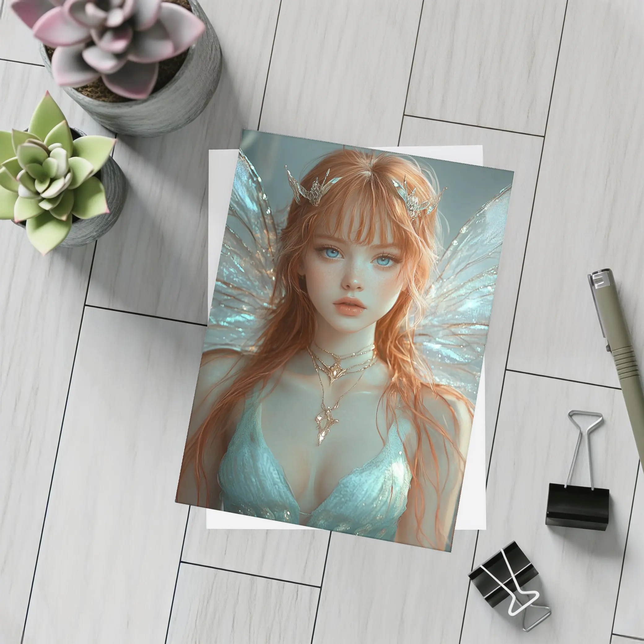 Red Hair Fairy Wings Fantasy Art Portrait – Postcards