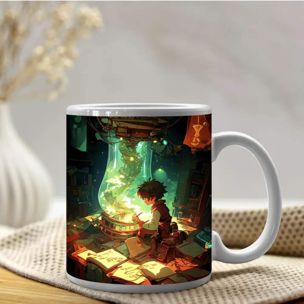 Anime Boy Drawing in Magical Workshop – Mugs