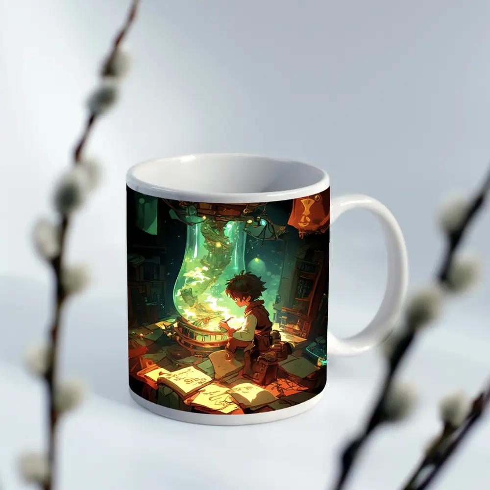 Anime Boy Drawing in Magical Workshop – Mugs