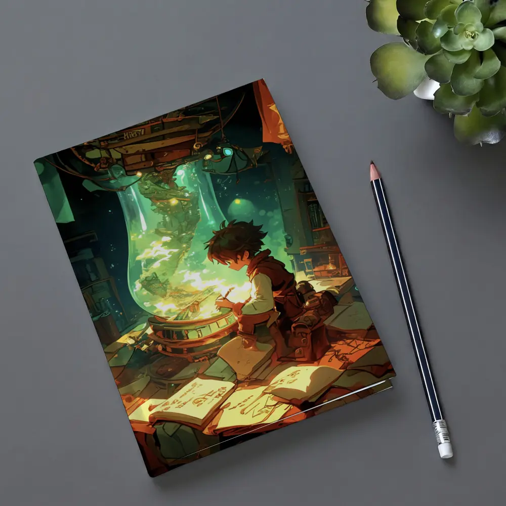 Anime Boy Drawing in Magical Workshop – Notebooks
