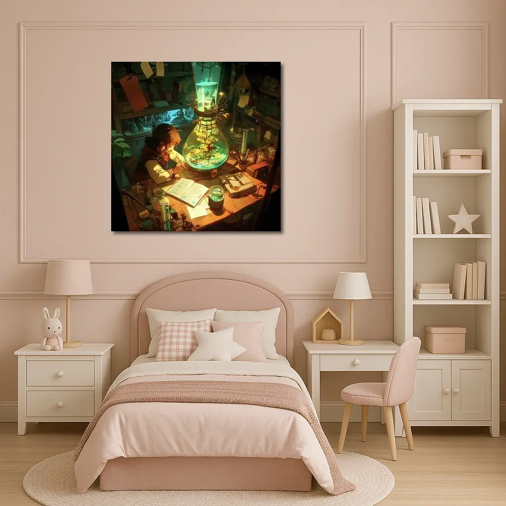 Anime Alchemist Boy Magical Lab Green – Wall Art