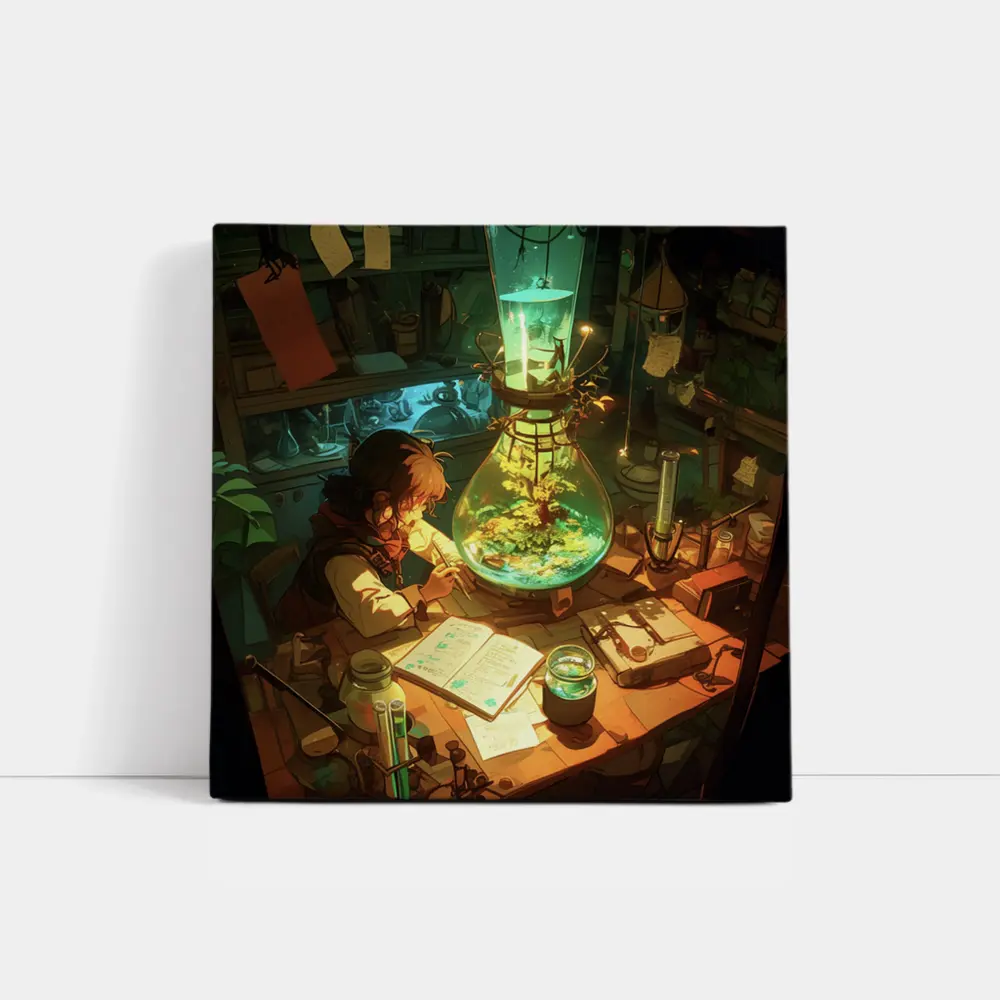 Anime Alchemist Boy Magical Lab Green – Wall Art