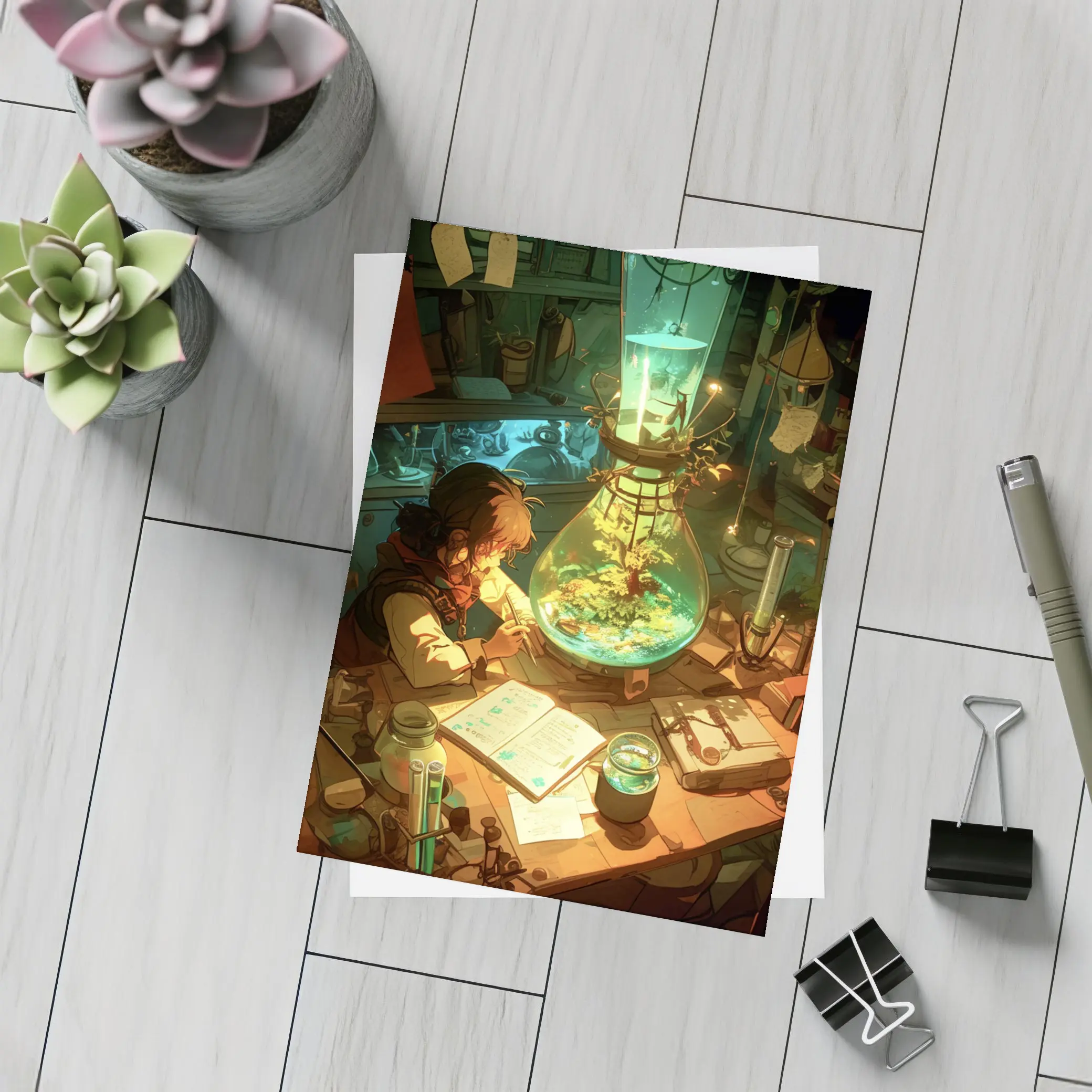 Anime Alchemist Boy Magical Lab Green – Postcards