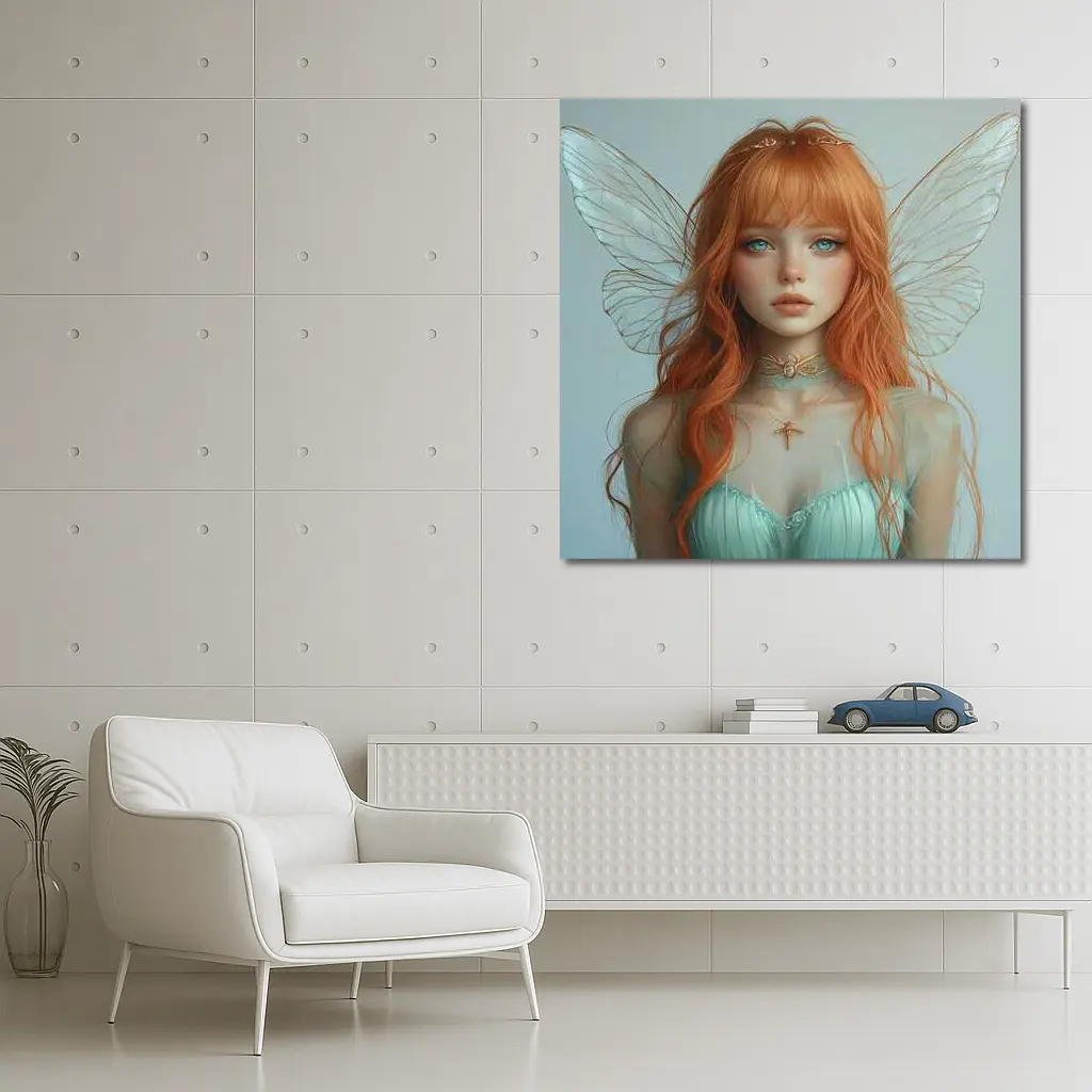 Red Hair Fairy Girl Fantasy Digital Art – Wall Art