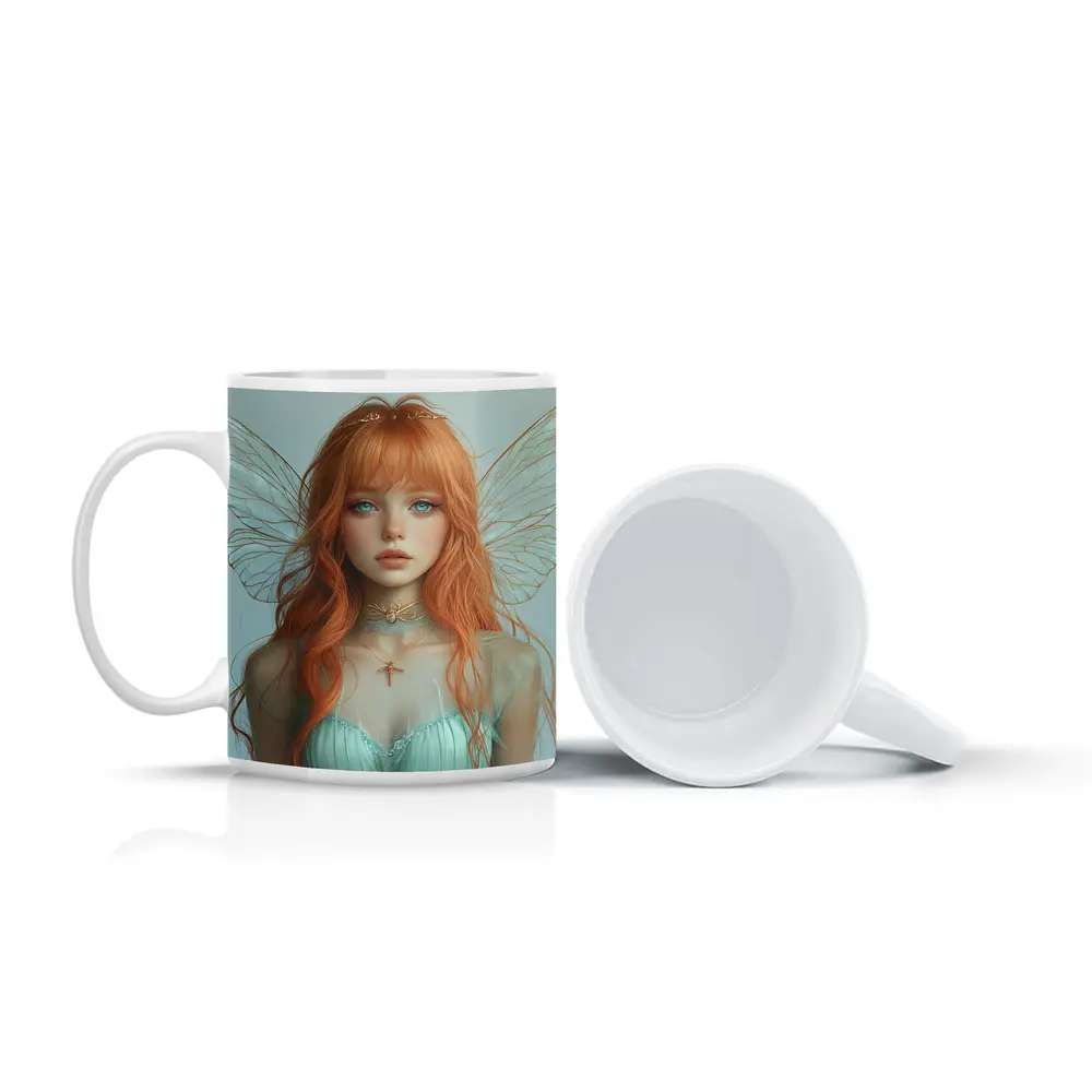 Red Hair Fairy Girl Fantasy Digital Art – Mugs