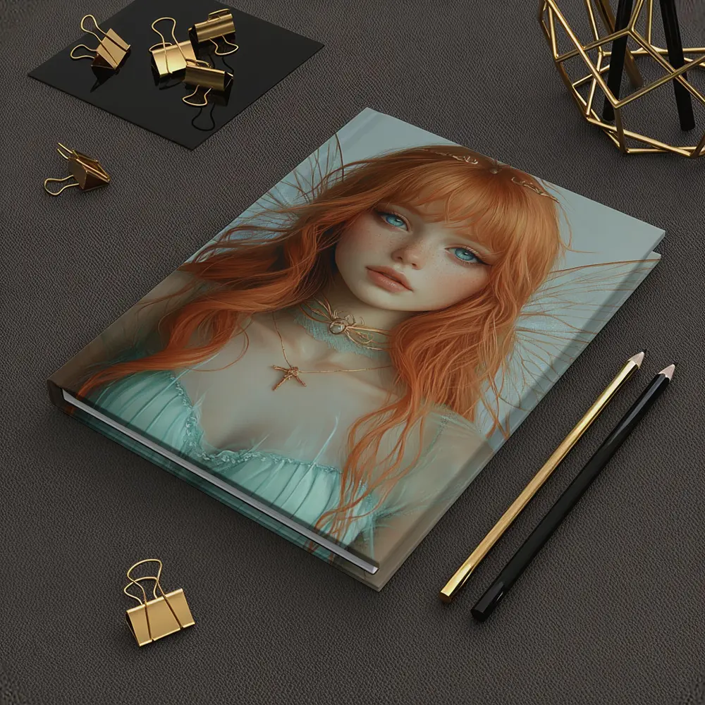 Red Hair Fairy Girl Fantasy Digital Art – Notebooks