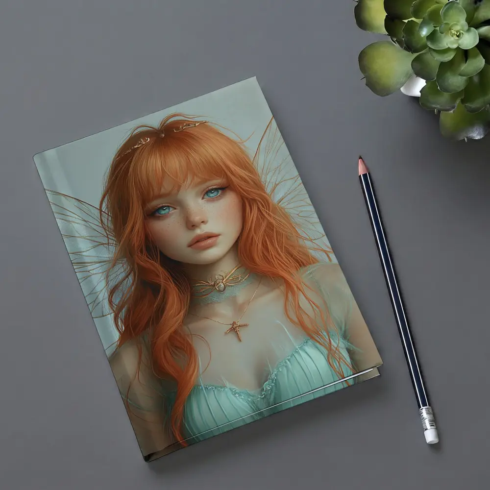 Red Hair Fairy Girl Fantasy Digital Art – Notebooks