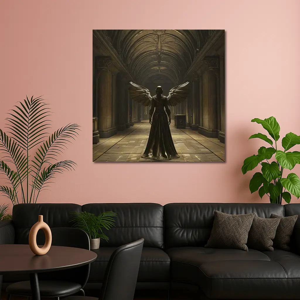 Dark Angel Figure Ancient Stone Hall – Wall Art