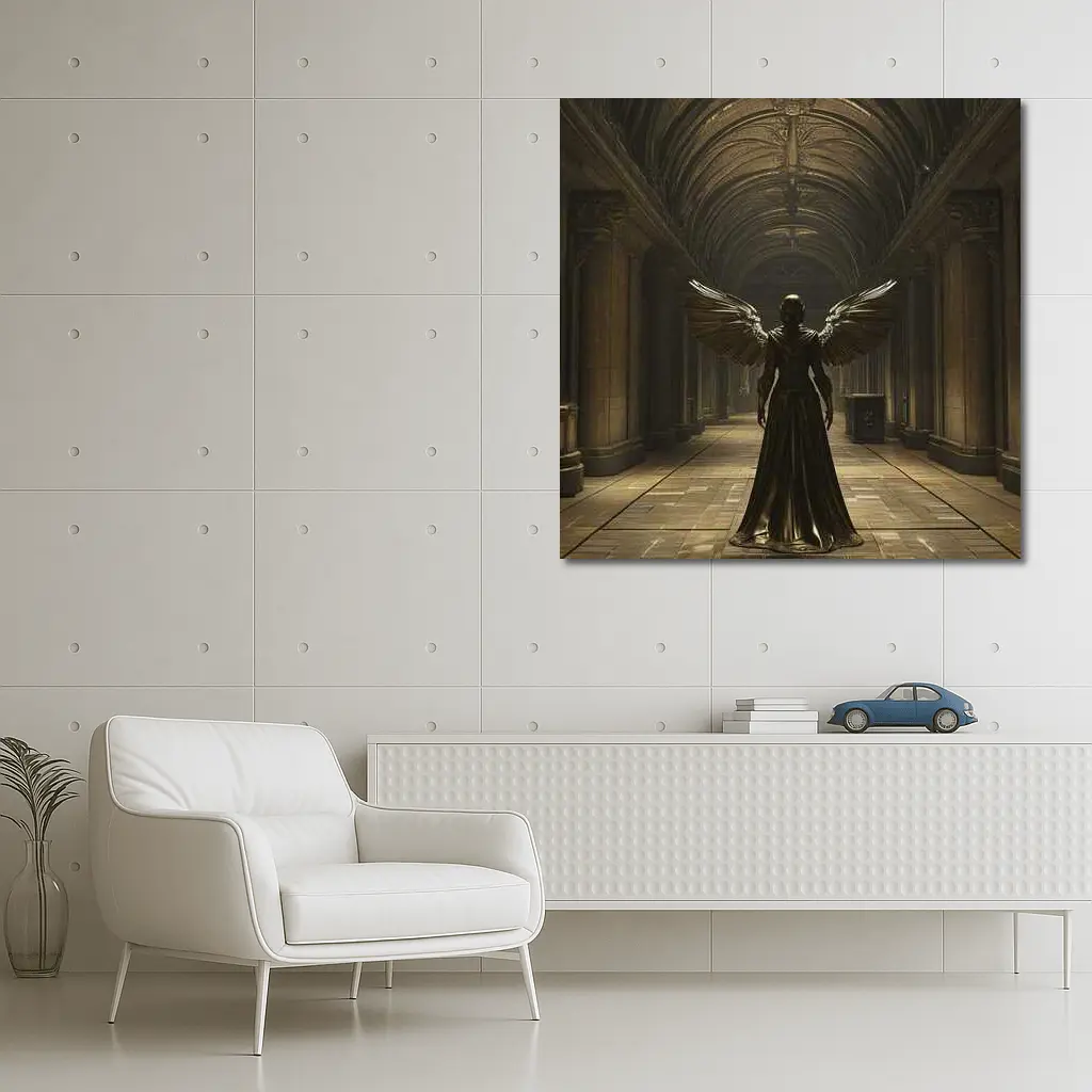 Dark Angel Figure Ancient Stone Hall – Wall Art