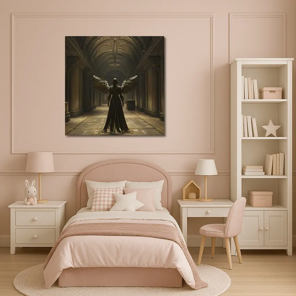 Dark Angel Figure Ancient Stone Hall – Wall Art