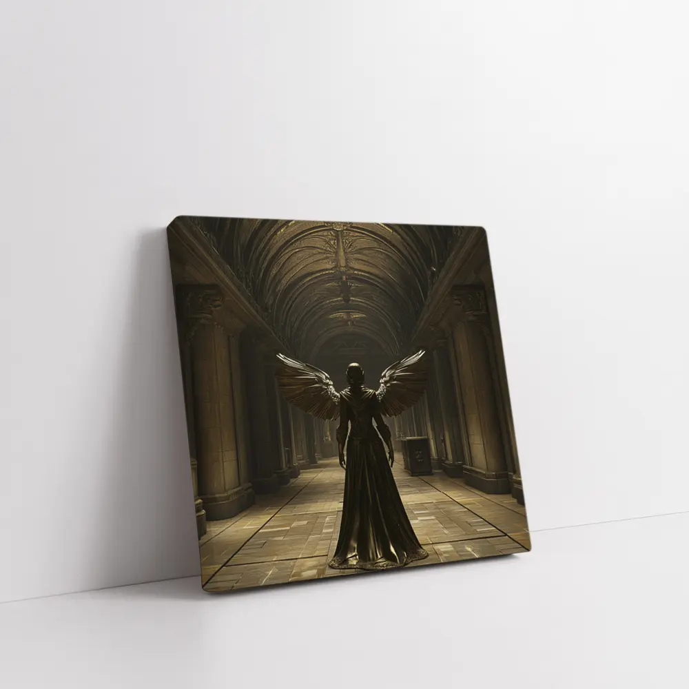 Dark Angel Figure Ancient Stone Hall – Wall Art