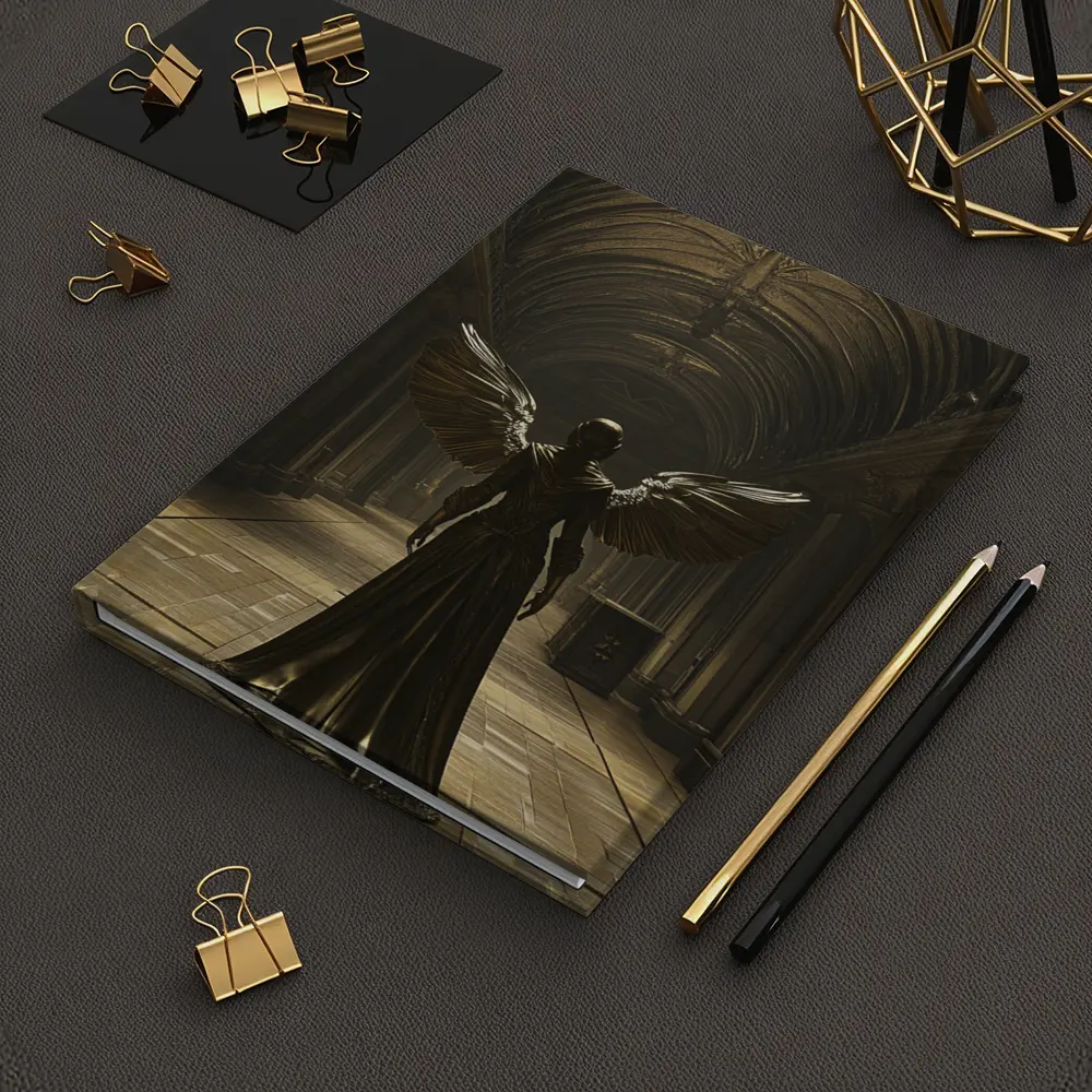 Dark Angel Figure Ancient Stone Hall – Notebooks