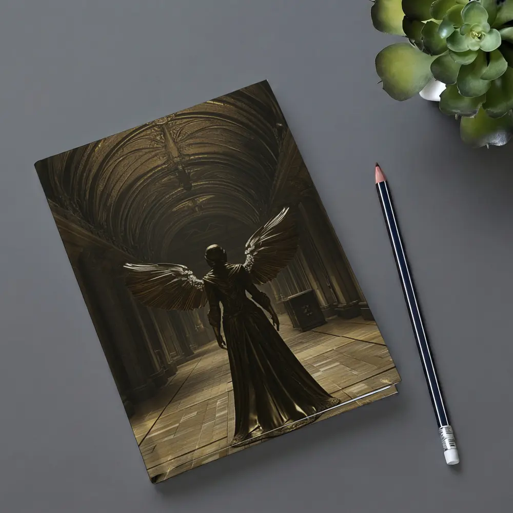 Dark Angel Figure Ancient Stone Hall – Notebooks