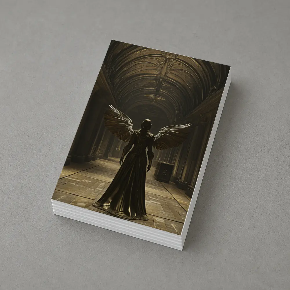 Dark Angel Figure Ancient Stone Hall – Postcards
