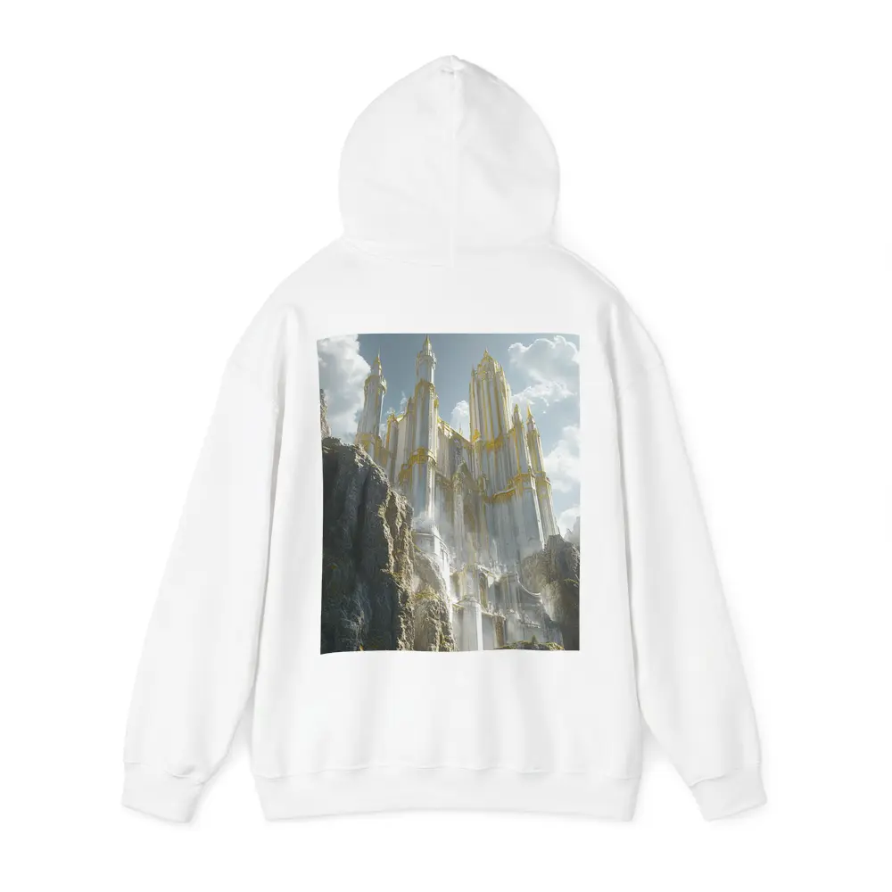 White Gold Fantasy Castle Rocky Cliffs – Hoodies