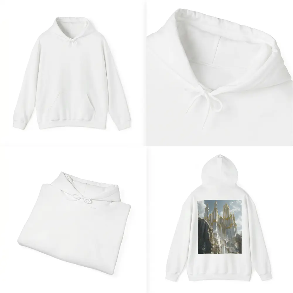 White Gold Fantasy Castle Rocky Cliffs – Hoodies