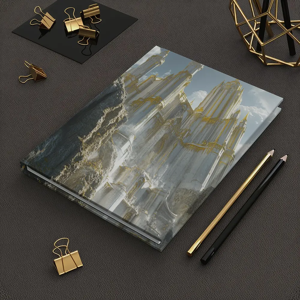 White Gold Fantasy Castle Rocky Cliffs – Notebooks