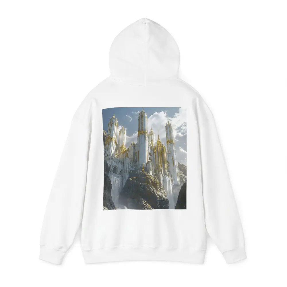 White Gold Fantasy Castle Mountain Cliff – Hoodies
