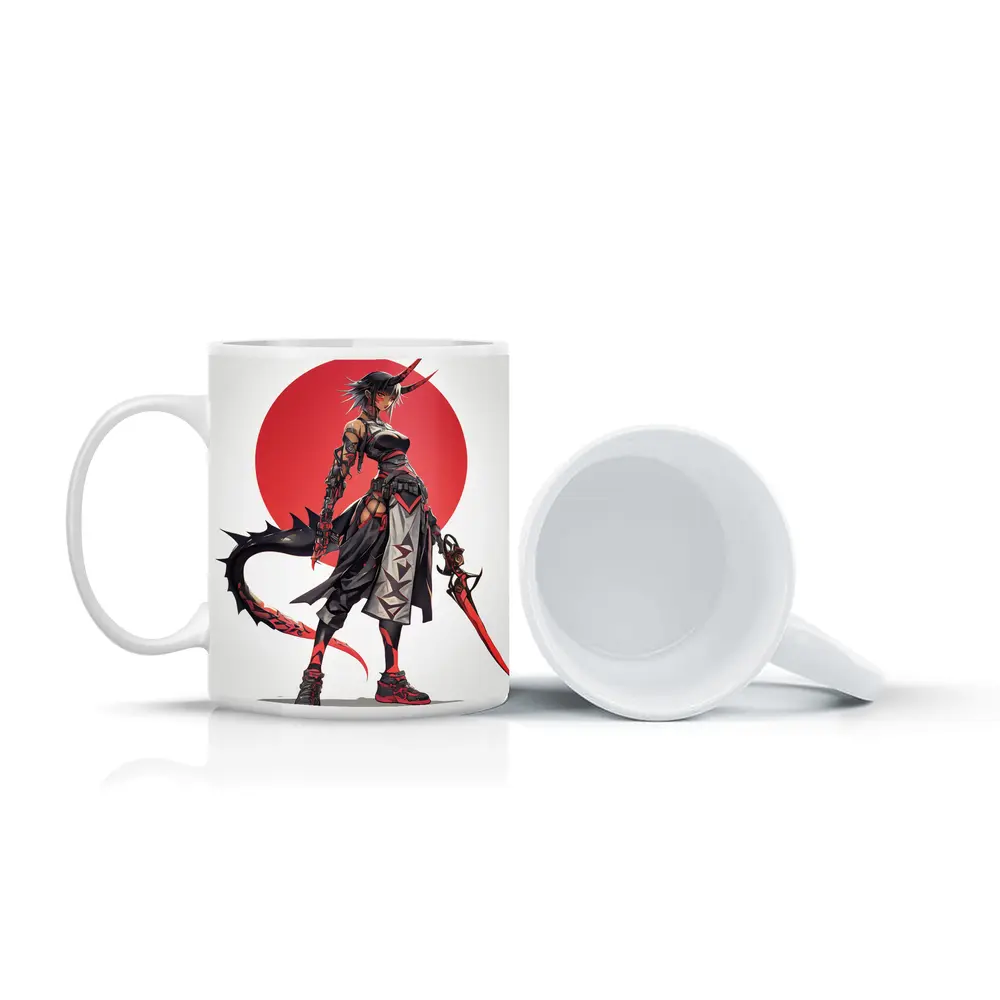 Anime Demon Girl Warrior Red Circle – Mugs