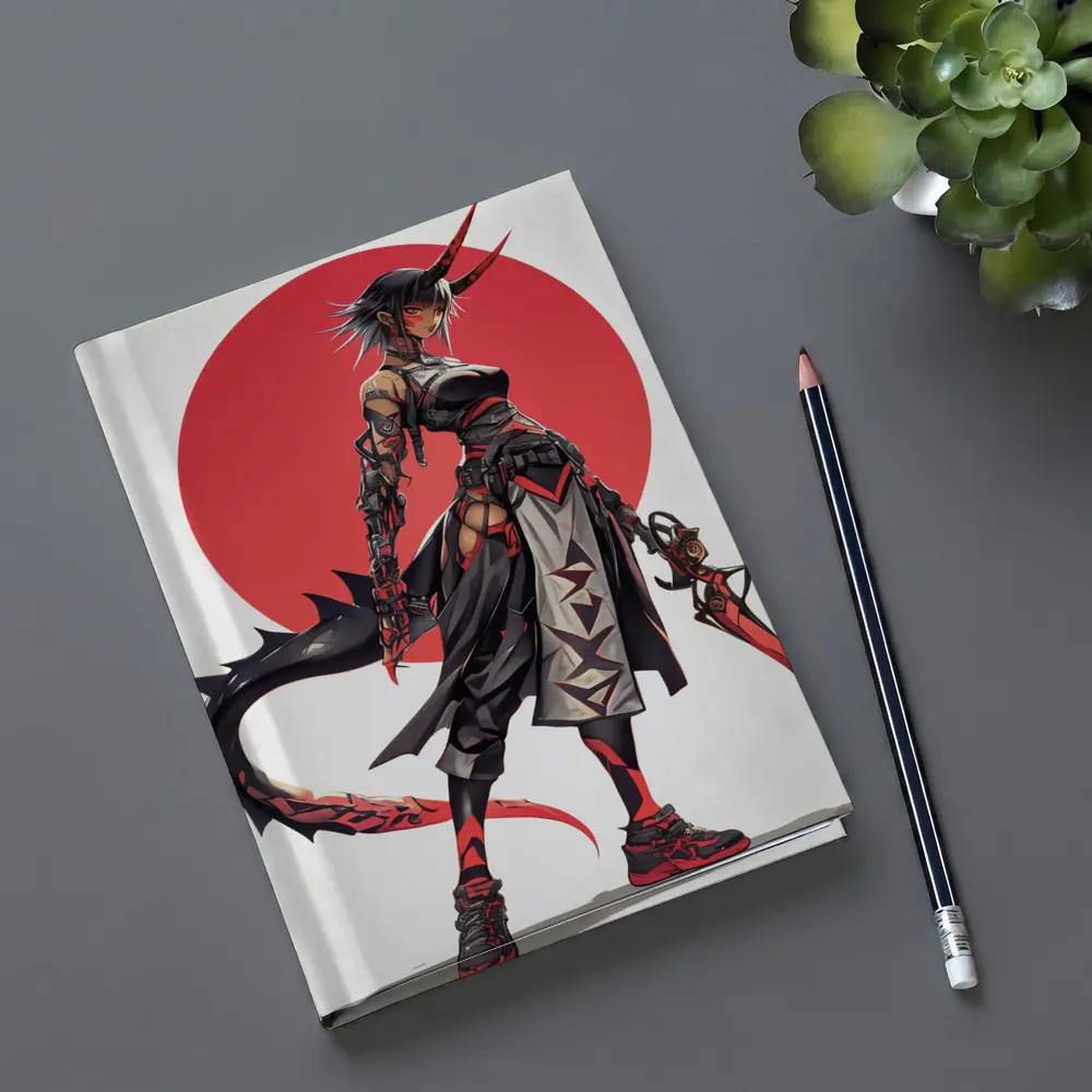 Anime Demon Girl Warrior Red Circle – Notebooks