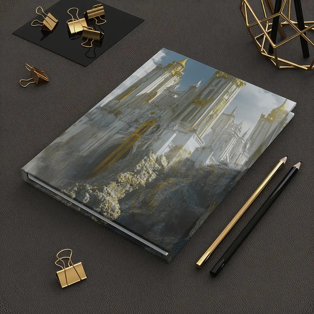 White Gold Fantasy Castle Rocky Cliffside – Notebooks