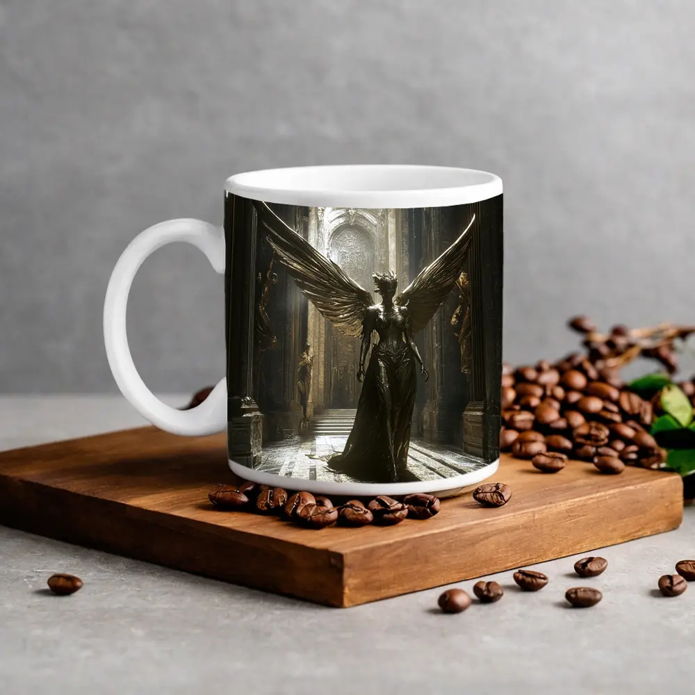 Dark Angel Statue Golden Wings Ancient Hall – Mugs