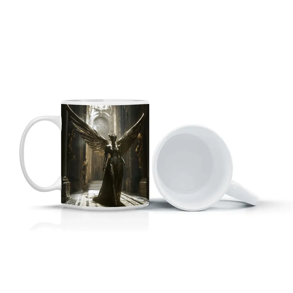 Dark Angel Statue Golden Wings Ancient Hall – Mugs